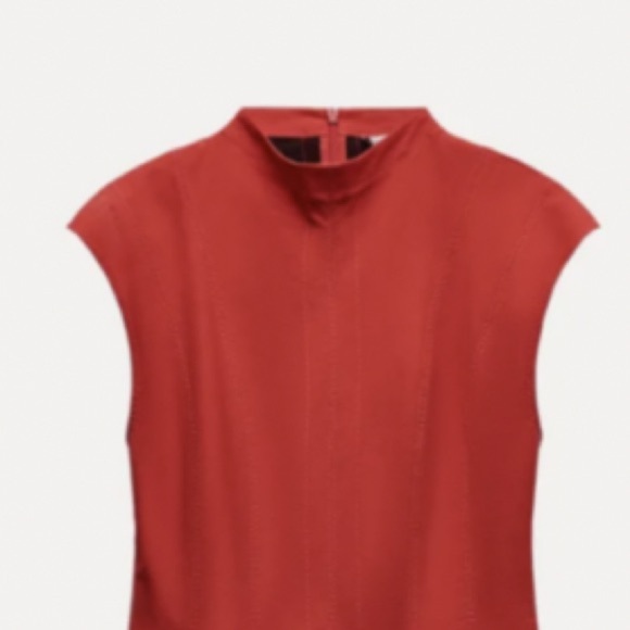 NWT. Zara ZW Collection Red Cotton Blend Godet Mini Dress. Size M. - Picture 5 of 10
